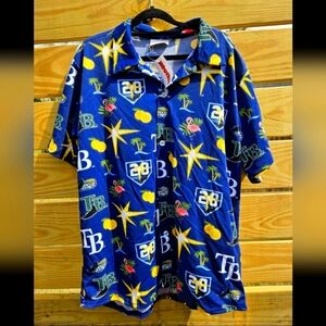 MLB Tampa Bay Devil Rays Men's Hawaiian Jersey Button Up Shirt Hooters